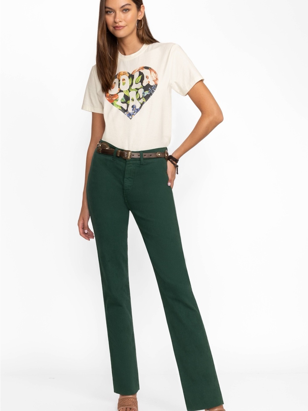 NWT Johnny Was x Sasson Sancere Straight Leg Jean Dark Sea Green Size 28 - Picture 2 of 16